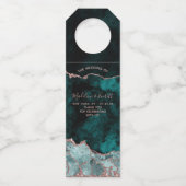 Peacock Green & Roos Gold Agaat Wedding Dank u Flessenhanger (Voorkant)