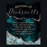 Peacock Green Roos Gold Agate Open Bar Teken Poster<br><div class="desc">Rich Peacock Blauwgroen Groen & Elegant Roos Gold Faux Folie Waterverf Marble Agate Gilded Geode Invitation Design,  met Modern en de doopvonten van het Manuscript. Luxurieuze Trendy en Chic Wedding Photo Album! ~ Bekijk mijn winkel voor dit ontwerp de volledige trouwsuite!</div>