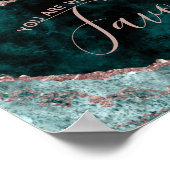 Peacock Green & Roos Gold Foil Favor Table Sign Poster (Hoek)