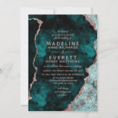 Peacock Green & Roos Gold Folie Agaat Wedding Kaart (Voorkant)