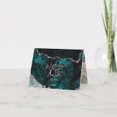 Peacock Green & Roos Gold Marble Hartelijk dank Bedankkaart (Achterkant)