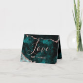 Peacock Green & Roos Gold Marble Hartelijk dank Bedankkaart (Voorkant)
