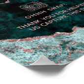 Peacock Green & Roos Gold Photo Booth Weddenschap Poster (Hoek)