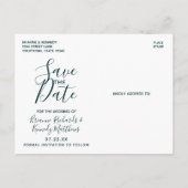Peacock Green Rose Gold Agate Marble Save the Date Aankondigingskaart (Achterkant)