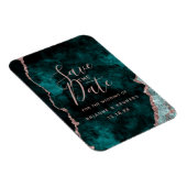 Peacock Green Rose Gold Agate Marble Save the Date Magneet (Rechterzijde)