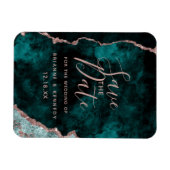 Peacock Green Rose Gold Agate Marble Save the Date Magneet (Horizontaal)