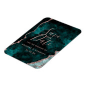 Peacock Green Rose Gold Agate Marble Save the Date Magneet (Linkerzijde)