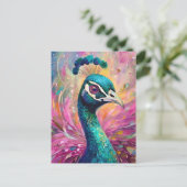 Peacock grillige moderne impressionistische kunst briefkaart (Staand voorkant)