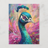 Peacock grillige moderne impressionistische kunst briefkaart (Voorkant)