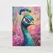 Peacock grillige moderne impressionistische kunst kaart (Voorkant)