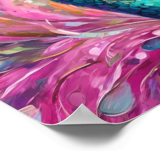 Peacock grillige moderne impressionistische kunst poster (Hoek)