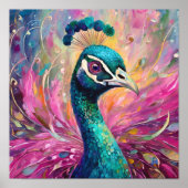 Peacock grillige moderne impressionistische kunst poster (Voorkant)