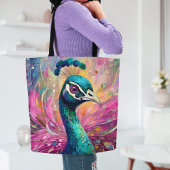 Peacock grillige moderne impressionistische kunst tote bag