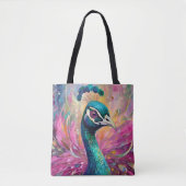 Peacock grillige moderne impressionistische kunst tote bag (Voorkant)
