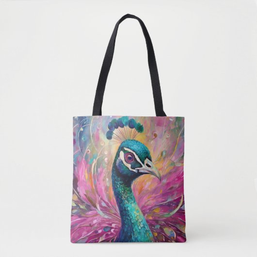 Peacock grillige moderne impressionistische kunst tote bag (Voorkant)