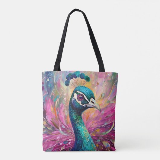 Peacock grillige moderne impressionistische kunst tote bag (Achterkant)