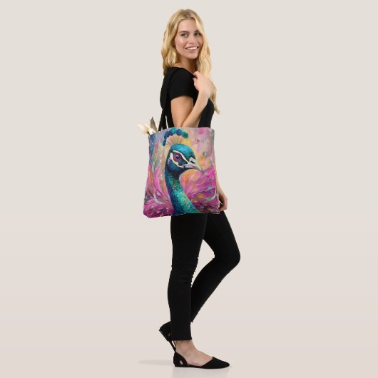 Peacock grillige moderne impressionistische kunst tote bag (Op model)