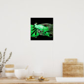 PEACOCK, groen grijs zwart Poster (Keuken)