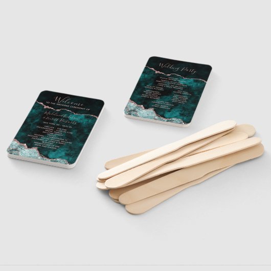 Peacock Groen Roos Gouden Huwelijksceremonie Progr Handwaaier (Niet-gemonteerd)