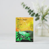 PEACOCK-groene zwarte gele vonk Visitekaartje (Staand voorkant)