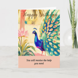peacock happy birthday kaart