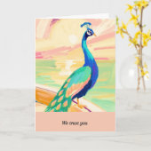 peacock happy birthday kaart (Gele Bloem)