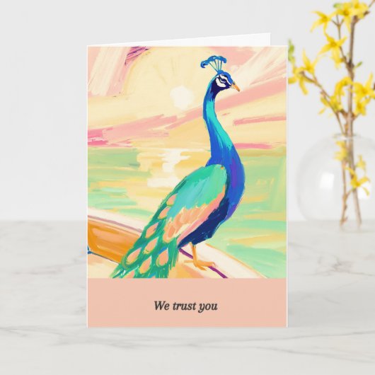 peacock happy birthday kaart (Gele Bloem)