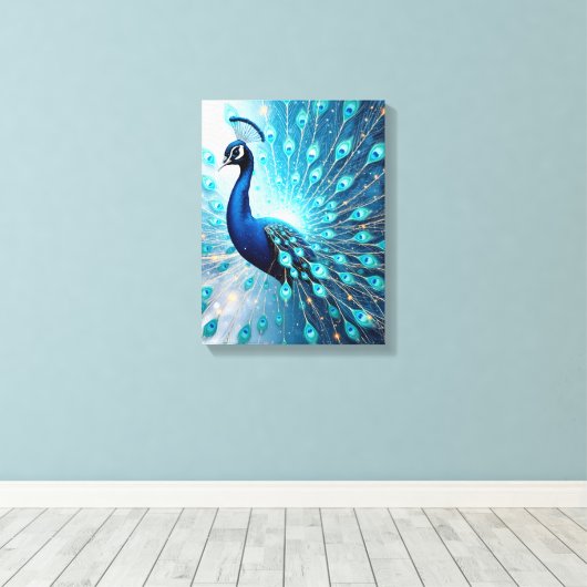 Peacock Harmonics – Premium Wrapped Canvas (Insitu (Houten vloer))