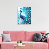 Peacock Harmonics – Premium Wrapped Canvas (Insitu (Woonkamer))