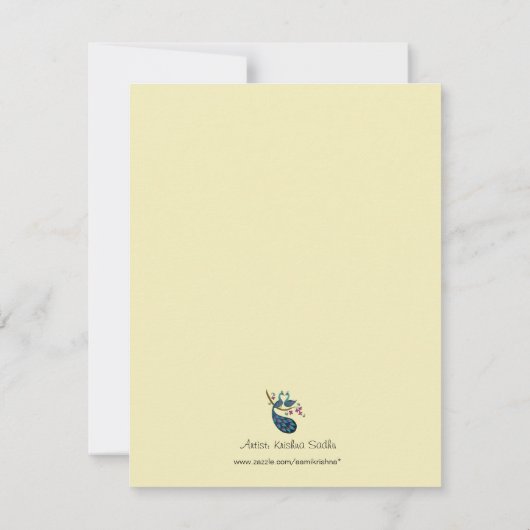 Peacock Hartelijk dank - ivoor Bedankkaart (Achterkant)