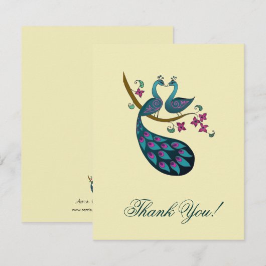 Peacock Hartelijk dank - ivoor Bedankkaart (Voorkant / Achterkant)