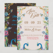 Peacock hen bruiloft uitnodiging (Voorkant / Achterkant)
