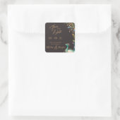 Peacock hen bruiloft uitnodiging vierkante sticker (Tas)