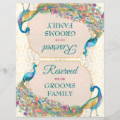 Peacock Hindu bruiloft gereserveerd teken (Voorkant)