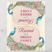 Peacock Hindu bruiloft gereserveerd teken (Voorkant)