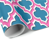 Peacock Hot Pink White Moroccan #4DS Cadeaupapier (Rol Hoek)