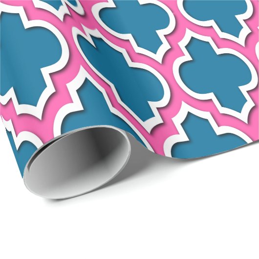 Peacock Hot Pink White Moroccan #4DS Cadeaupapier (Rol Hoek)