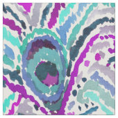 Peacock Ikat Waterverf Patroon Stof (Close Up)