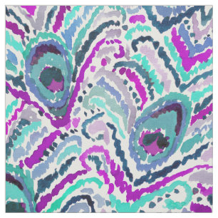 Peacock Ikat Waterverf Patroon Stof