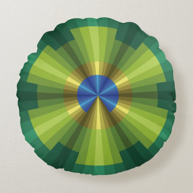 Peacock Illusion Round Pillow Rond Kussen (Voorkant)