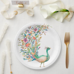 Peacock Illustratie Borden Papieren Bordje