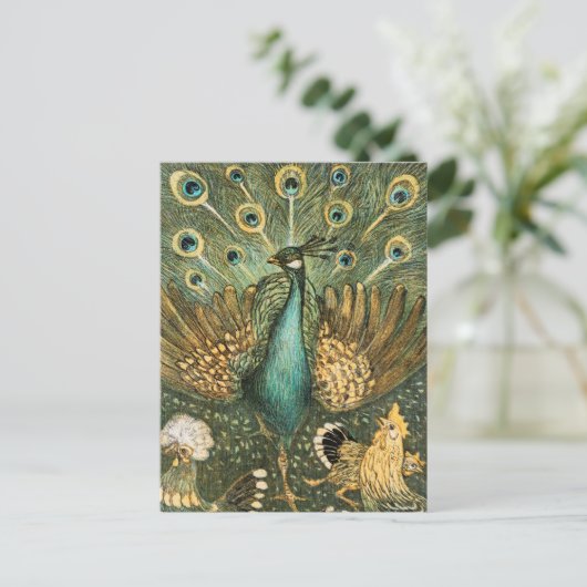 Peacock Illustratie Briefkaart (Staand voorkant)