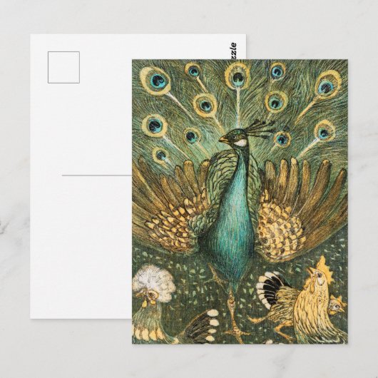  Peacock Illustratie Briefkaart (Voorkant / Achterkant)