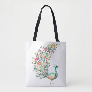 Peacock Illustration Canvas tas