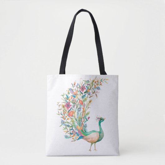 Peacock Illustration Canvas tas (Voorkant)