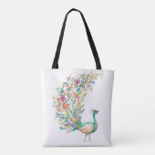 Peacock Illustration Canvas tas (Achterkant)