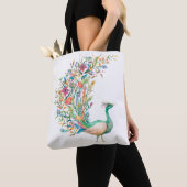 Peacock Illustration Canvas tas (Dichtbij)