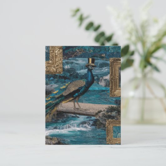 Peacock in a Top Hat Briefkaart (Staand voorkant)