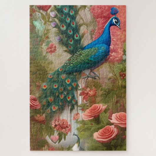 Peacock in Abriot Roos Garden Legpuzzel (Verticaal)