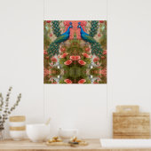 Peacock in Abriot Roos Garden Poster (Keuken)